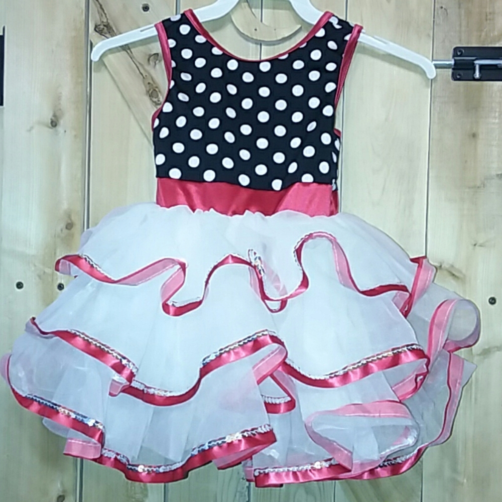 Black and white polka dot 4T dress
